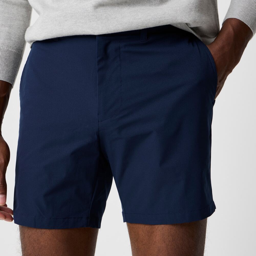 J. Crew Men's 7" Tech Chino Short Flat Front Dark Wash Navy Blue Size 40 NWT